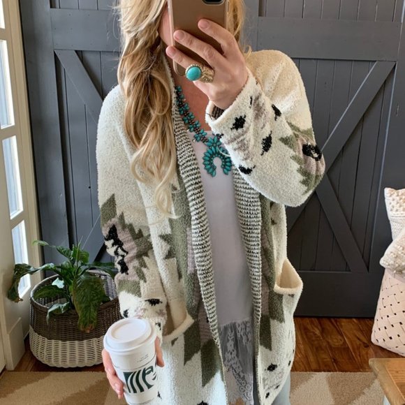 New Aztec Oversized Cardigan Sweater Coat - Picture 13 of 15
